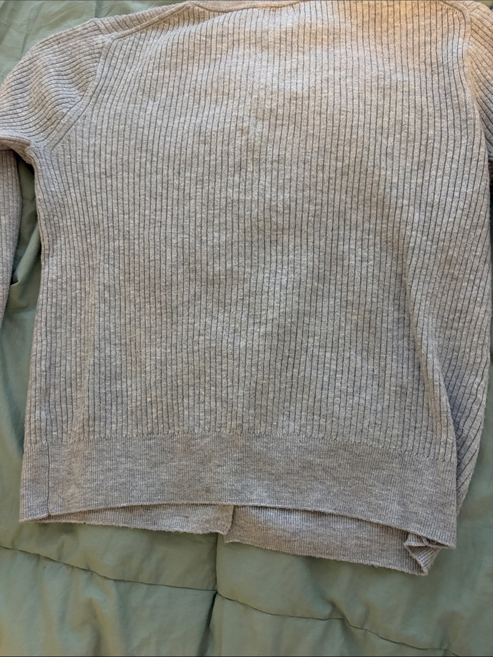 a new day Light Gray Ribbed Crewneck Button-Front Cardigan - Picture 3 of 4
